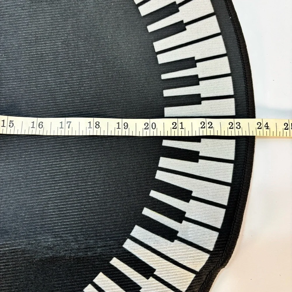 Black and White Piano Key Round Rug